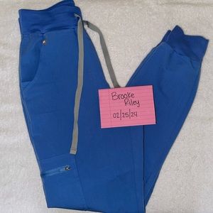 Fig scrub bottoms -Ceil blue joggers (lighter than pictures, look at website)